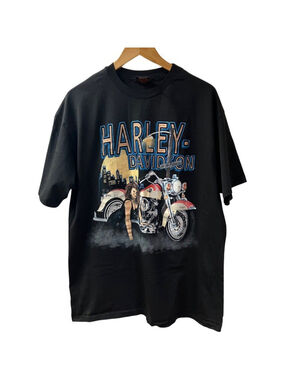 VTG 1992 Y2K HARLEY-DAVIDSON Motorcycle Blk Graphic T-Shirt X-LARGE On the Prowl